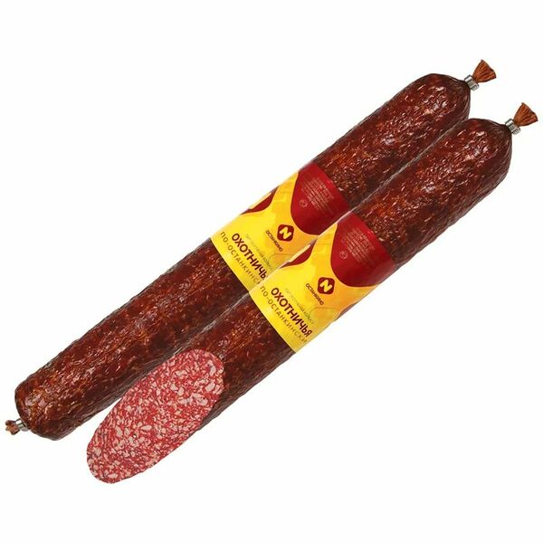 Колбаса Папа может Охотничья сырокопченая полусухая, нарезка, 100 г