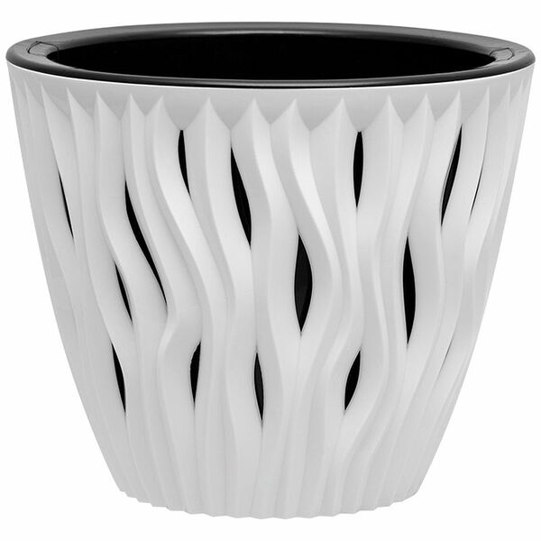 Кашпо ВМС Вдохновение для цветов белое-чёрное КШ-5400, 1.6л