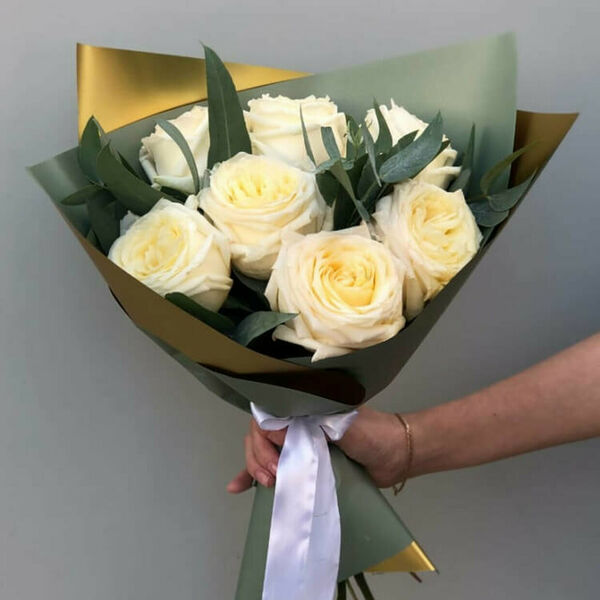 Букет белых роз «Мисс Уайт»