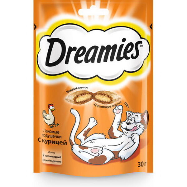 Лакомство Dreamies™ для взрослых кошек с курицей 30гр
