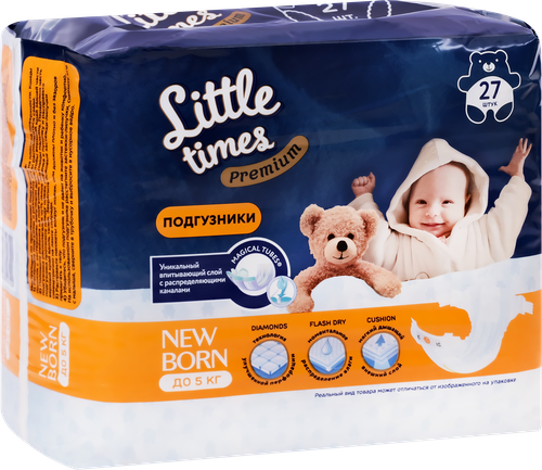

Подгузники детские Little Times Premium New Born 0–5кг, 27шт