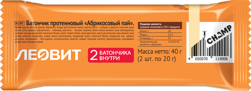 

Батончик Леовит Champ Абрикосовый пай 40 г