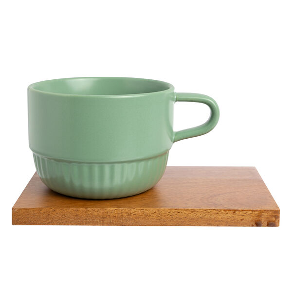 Flomik чайная пара 250мл, 15х9,5х1см, фарфор, акация, мятный