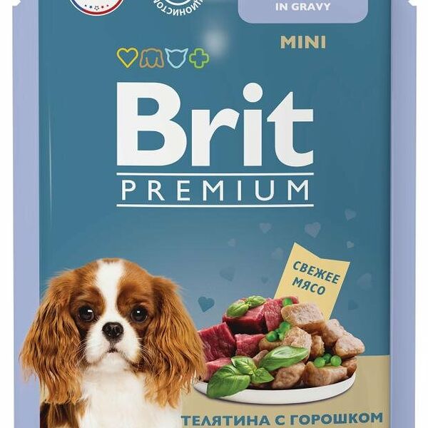 Влажный корм для собак Brit телятина с горошком в соусе