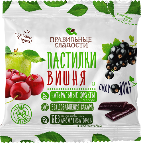 Пастилки Правильные сладости вишня и смородина 70 г
