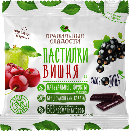 

Пастилки Правильные сладости вишня и смородина 70 г