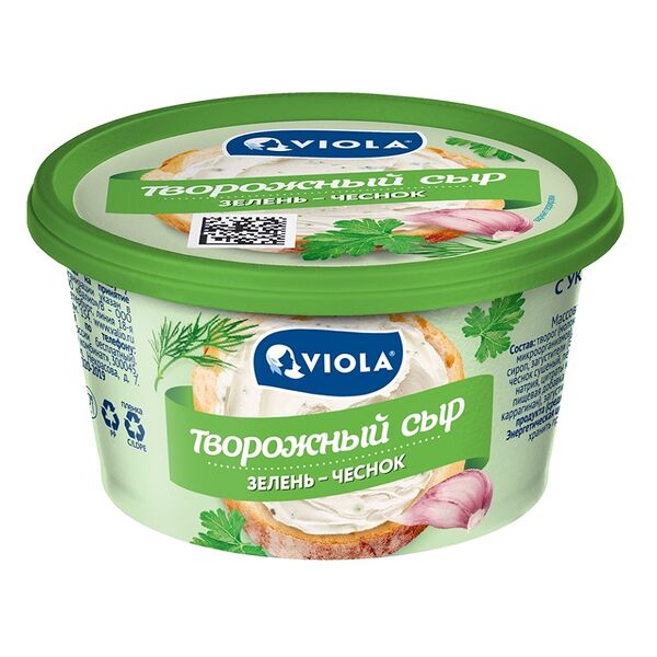 Сыр творожный Valio с зеленью и чесноком 66%