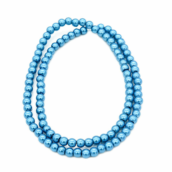 Бусины стеклянные на нитке, 4 мм, длина 40см(SB-38 синий)