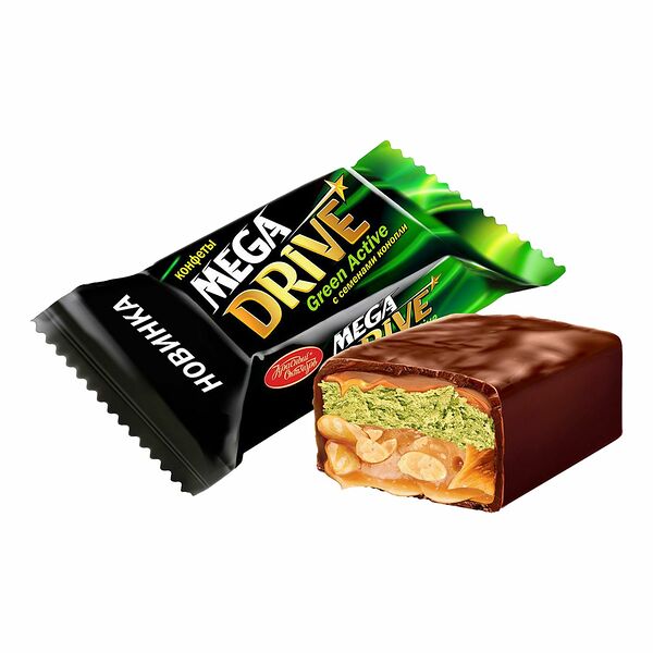 Конфеты КРАСНЫЙ ОКТЯБРЬ Mega Drive Green Active c семенами конопли вес