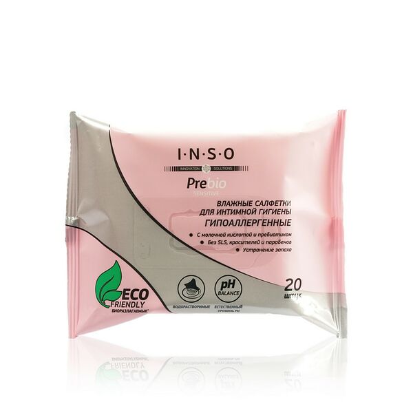 Влажные салфетки для интимной гигиены INSO Prebio Sensitive 20шт