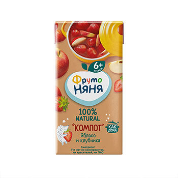 Компот детский Фрутоняня клубника-яблоко неосветленный, с 6 месяцев