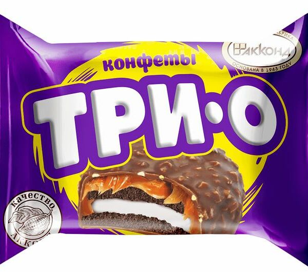 Конфеты Акконд Трио с печеньем, карамелью и начинкой со вкусом пломбира