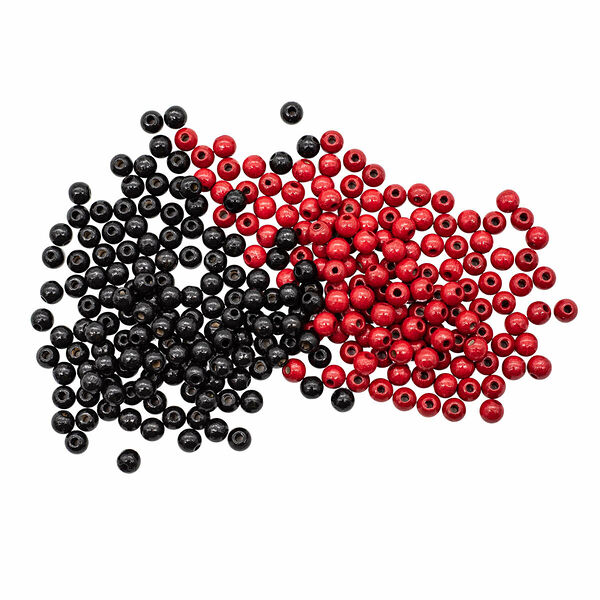 Набор деревянных бусин, красный и черный цвета, 6мм, 236шт, Glorex