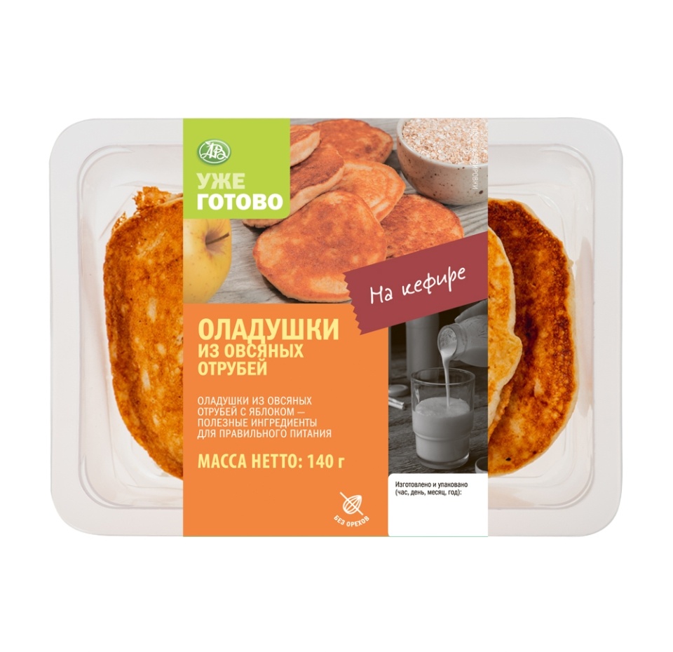 

Оладушки из овсяных отрубей, Уже Готово, 4 шт в наборе, 140 г, Россия