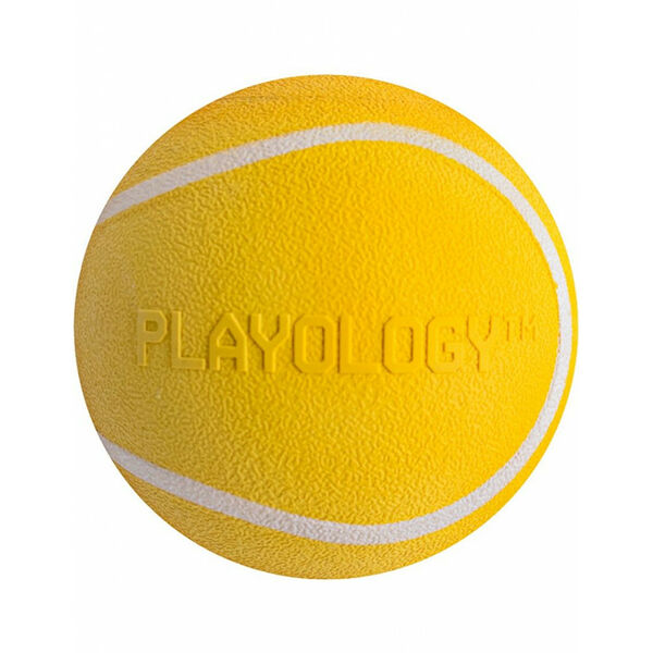 Playology Хрустящий жевательный мяч Squeaky chew ball с пищалкой и с ароматом курицы, желтый M/l 6 см/от 4,5 кг