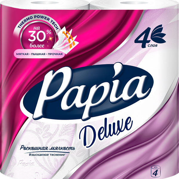 Туалетная бумага Papia Deluxe 4 рулона 4 слоя