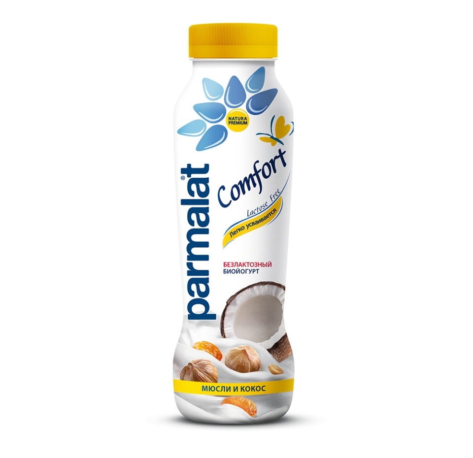 

Биойогурт питьевой Parmalat Comfort мюсли-кокос безлактозный 1,5% БЗМЖ