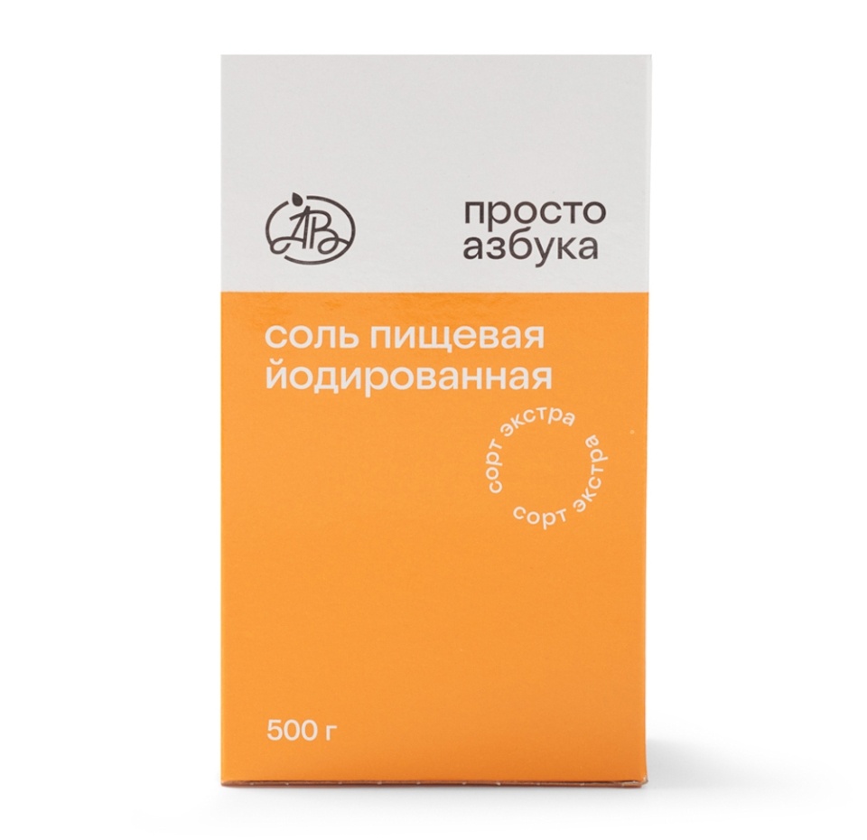 

Соль пищевая «Экстра» выварочная йодированная, «Просто Азбука», 500 г, Россия