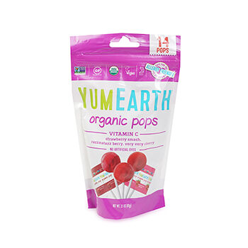 YUMEARTH Карамель на палочке со вкусами Сочная клубника, Спелая малина, Насыщенная вишня