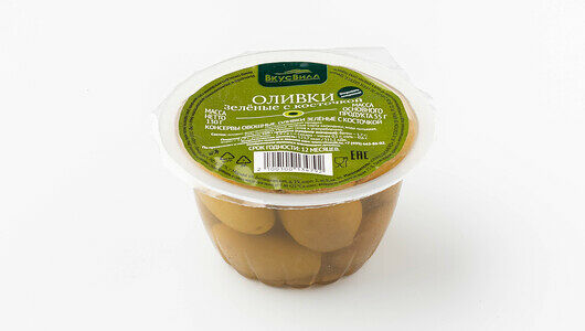 Оливки зеленые с косточкой, 130 г