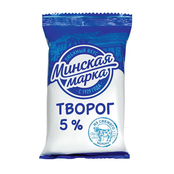Творог жир. 5% вес 180г пачка ТМ Минская марка