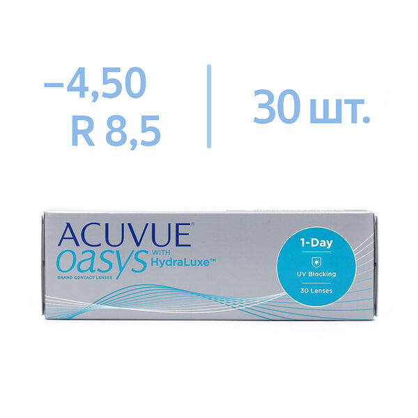 Линзы Acuvue Oasys 1-Day with Hydraluxe BC 8.5 SPH -4.50 DIA 14.3 30 шт