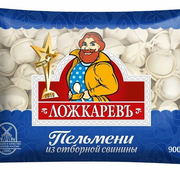 Пельмени Ложкаревъ из отборной свинины, 900 г