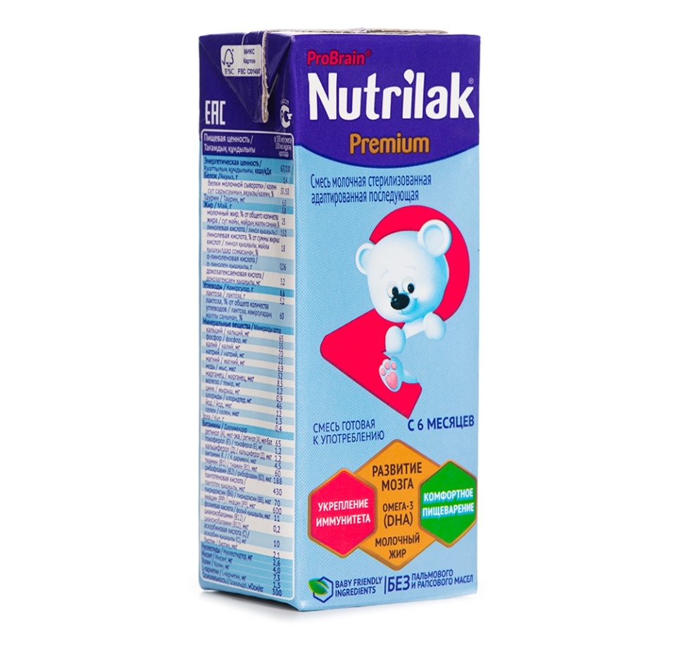 

Смесь молочная Nutrilak Premium 2 с 6 месяцев 200 мл