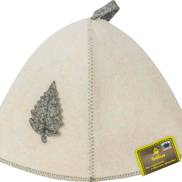 Шапка банная ГлавБаня войлок цвет: белый