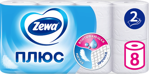 

Туалетная бумага Zewa Плюс Без аромата 2 слоя 8 рулона
