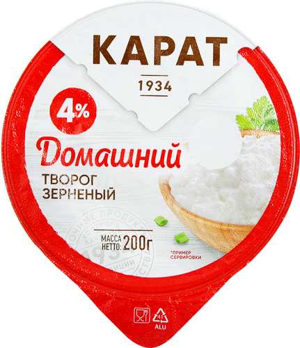 

Творог Карат Домашний зерненый 4% 200 г