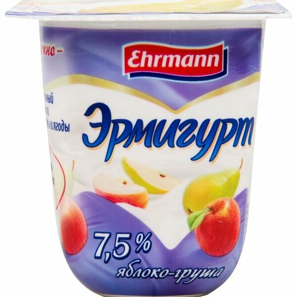 Продукт йогуртный Эрмигурт Яблоко-груша 7,5% 100г