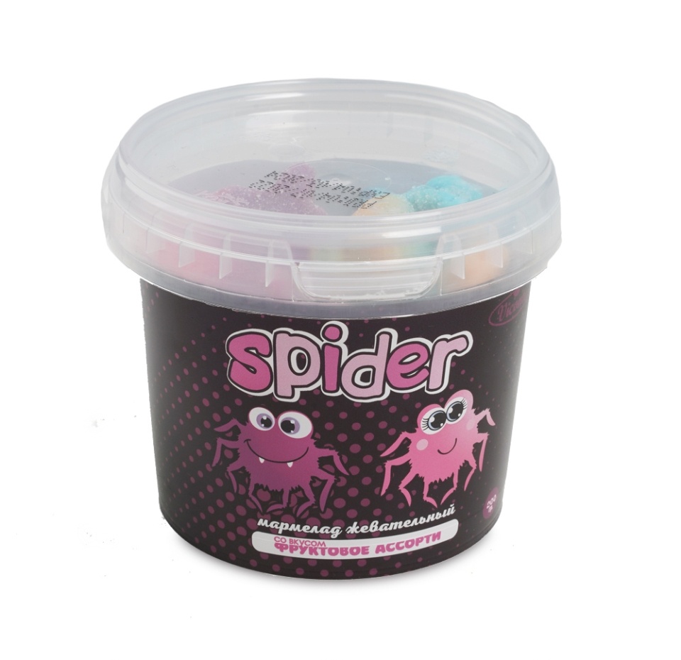 

Мармелад жевательный Viconte пауки Фруктовое ассорти кислый 200г, Россия