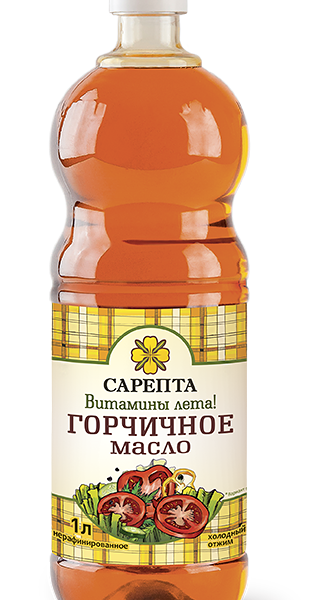 Масло горчичное Сарепта нерафинированное коричневое фасованное бутылка, 1л