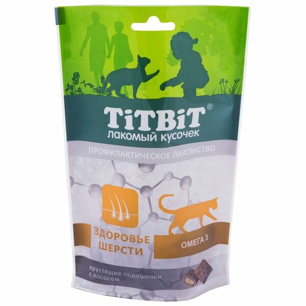 Лакомство TitBit Подушечки с лососем для кошек, 60г