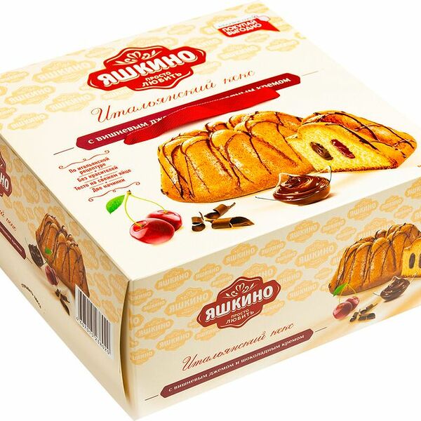 Кекс Яшкино Итальянский с вишнёвым джемом и шоколадным кремом, 500г