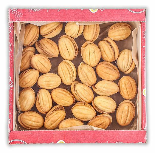 Печенье сдобное АШАН Красная птица Орешки с вареной сгущенкой 500г