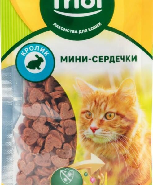 Лакомство для кошек Triol мини-сердечки кролик