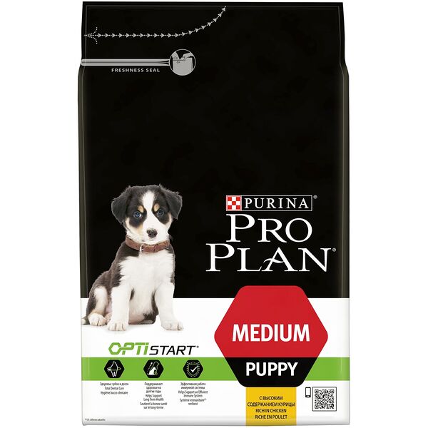 PRO PLAN для щенков сухой  3кг Puppy Medium Курица с рисом для средних пород