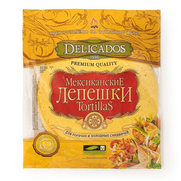 Лепёшки пшеничные мексиканские Tortillas Delicados со вкусом сыра для горячих и холодных сандвичей