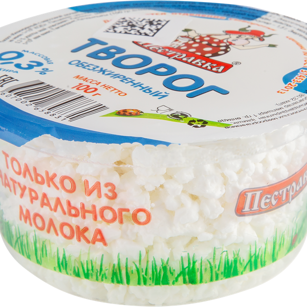 Творог ПЕСТРАВКА 0,3%, без змж