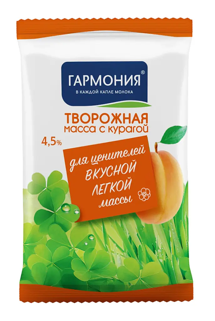 

Масса творожная Гармония с курагой 4.5%, 180 г
