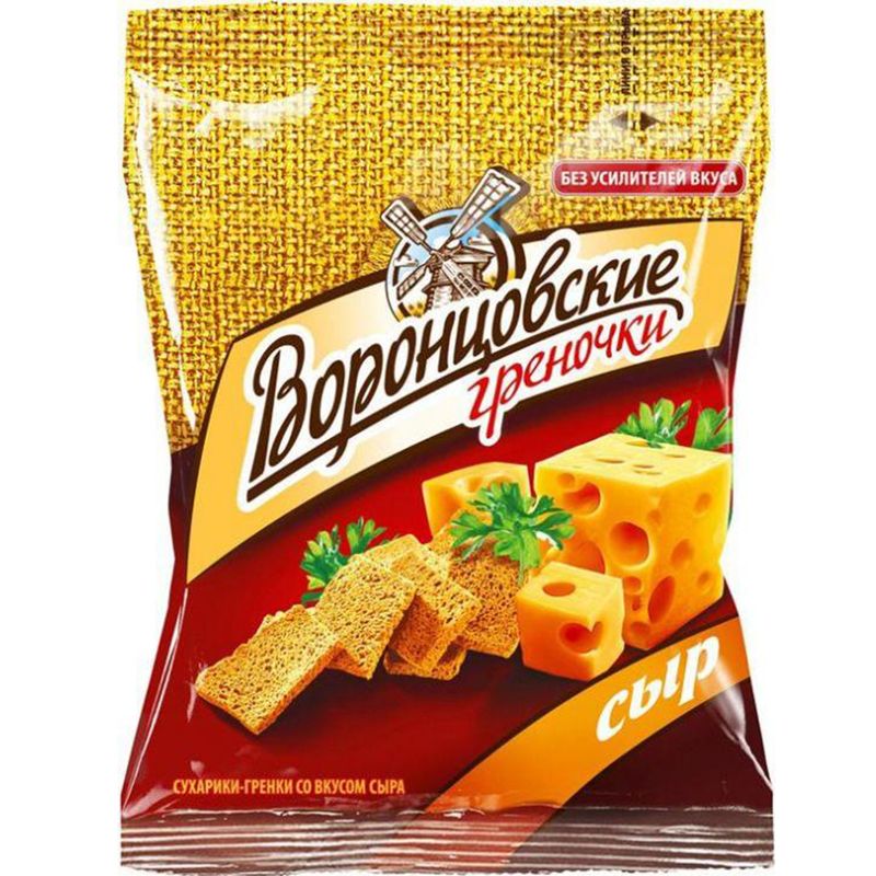 

Сухарики-гренки Воронцовские пшеничные со вкусом сыра, 60 г