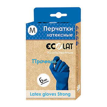 Перчатки Ecolat латексные хозяйственные повышенной прочности Россия 6шт размер M