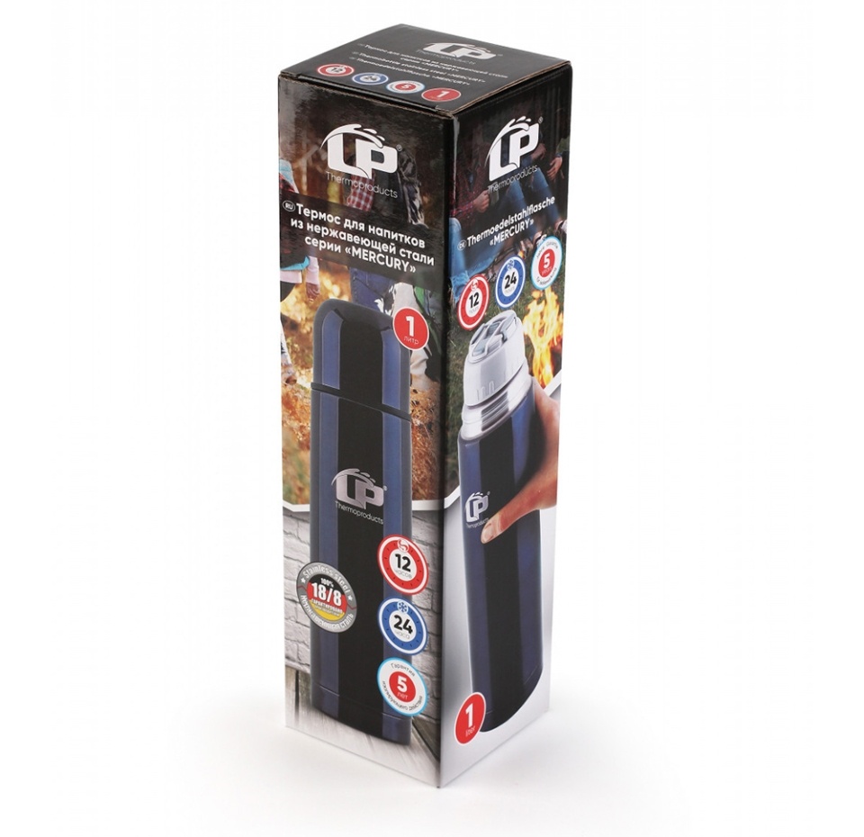 

Термос LP стальной Mercury Blue, 1 л, Китай