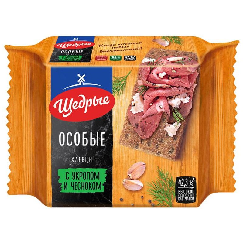 

Хлебцы ржано-пшеничные Особые Щедрые с укропом и чесноком 200 г