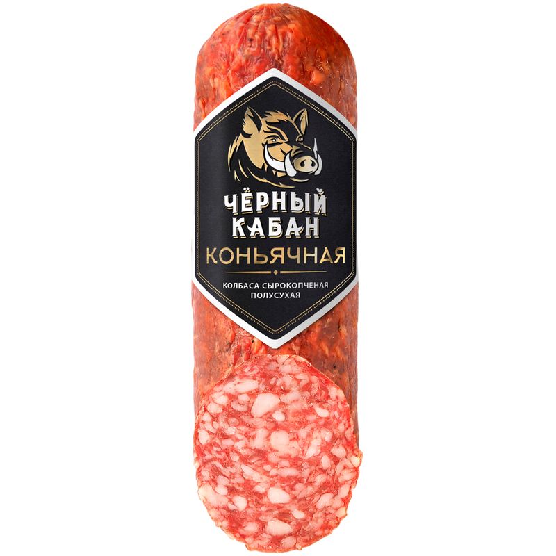 

Колбаса сырокопченая Черный Кабан Коньячная полусухая 210 г