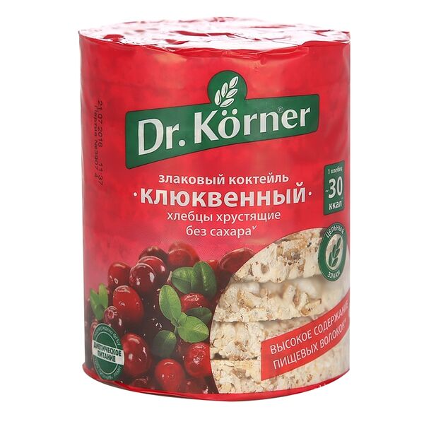 Хлебцы хрустящие Dr. Körner злаковый коктейль клюквенный, 100г