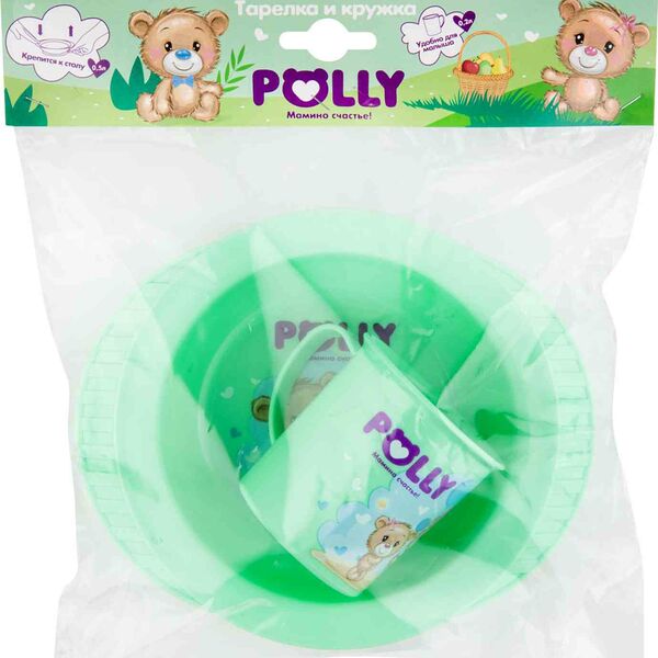 Набор посуды Polly тарелка на присоске и кружка 200 мл, 2 предмета