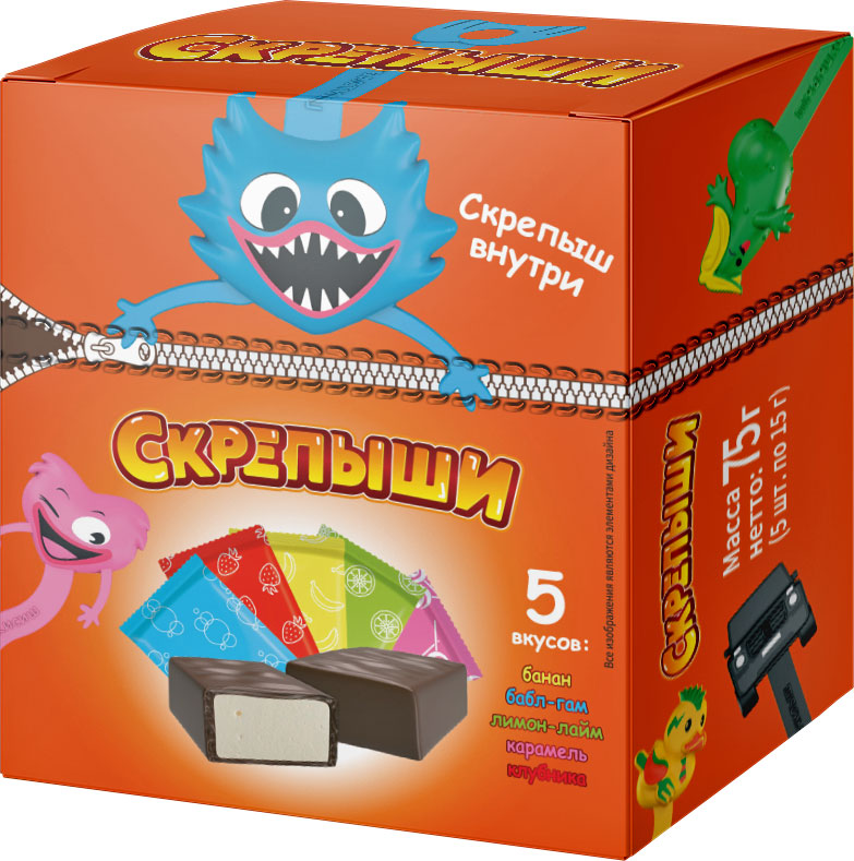 

Набор суфле Скрепыши банан клубника карамель лимон бабл в глазури 5шт